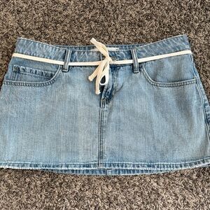 Hollister Light Blue Denim Mini Skirt with White Accent